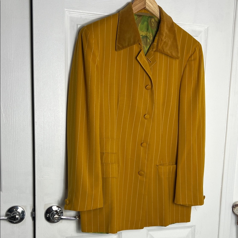 Elegant Mustard Pinstripe Blazer